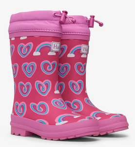 Hatley Twisty Rainbow Hearts Sherpa Lined Boots