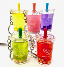Load image into Gallery viewer, Fruit Boba Drink Keyring Key Charm
