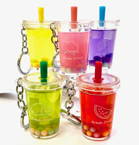 Fruit Boba Drink Keyring Key Charm