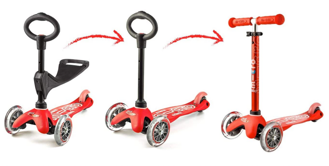 Micro Kickboard Mini 3 In 1 Deluxe Scooter Red 1-5yrs