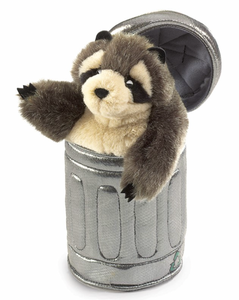 Folkmanis Raccoon In Garbage Can Puppet