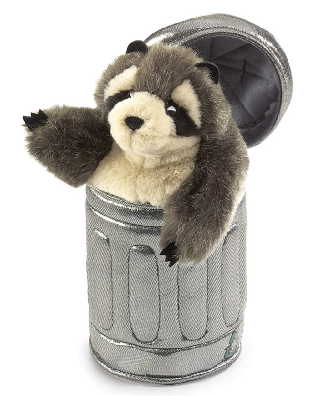 Folkmanis Raccoon In Garbage Can Puppet