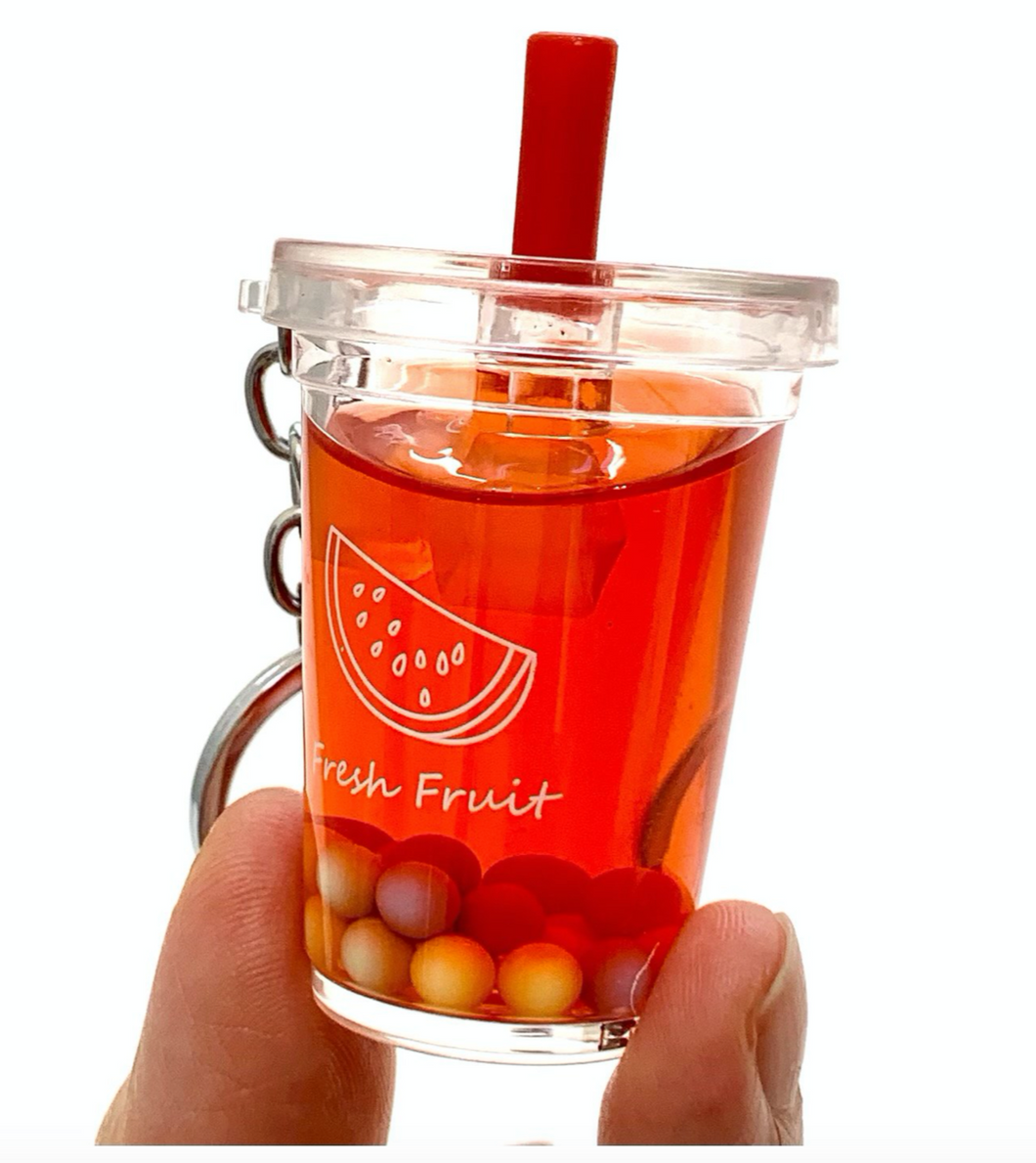 Fruit Boba Drink Keyring Key Charm