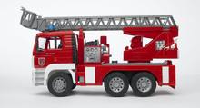 Load image into Gallery viewer, Bruder MAN TGA Fire Engine With Ladder Water Pump and Light/Sound Module 02771

