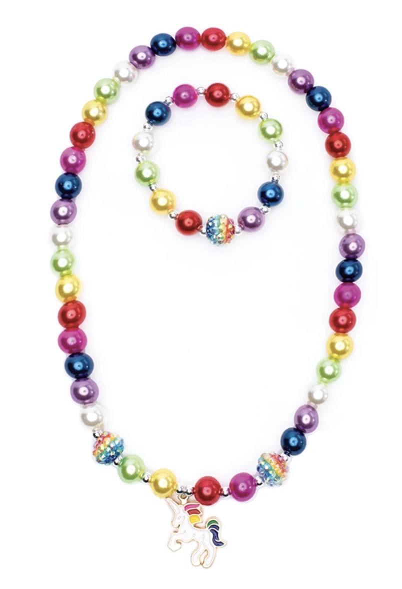 Great Pretenders Gumball Rainbow Necklace & Bracelet Set