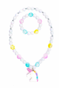 Great Pretenders White Unicorn Necklace and Bracelet Set