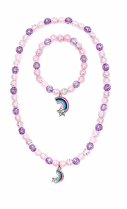 Great Pretenders Purple Rainbow Necklace & Bracelet Set