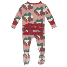 Load image into Gallery viewer, Kickee Pants Muffin Ruffle Footie With Zipper (Blush Strawberry Farm)

