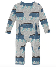 Load image into Gallery viewer, Kickee Pants Coverall With Zipper (Heather Mist Night Sky Bear)
