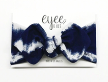 Load image into Gallery viewer, Eyee Kids Top Knot Headband Indigo Tie Dye
