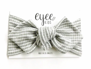 Eyee Kids Top Knot Headband Ribbed Grey/White Stripe