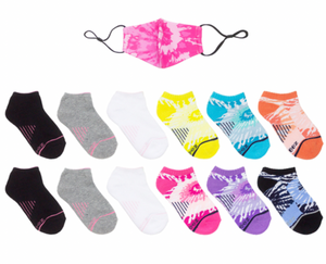 Robeez Tie Dye 12 Pack No Show Socks With Mask Pink