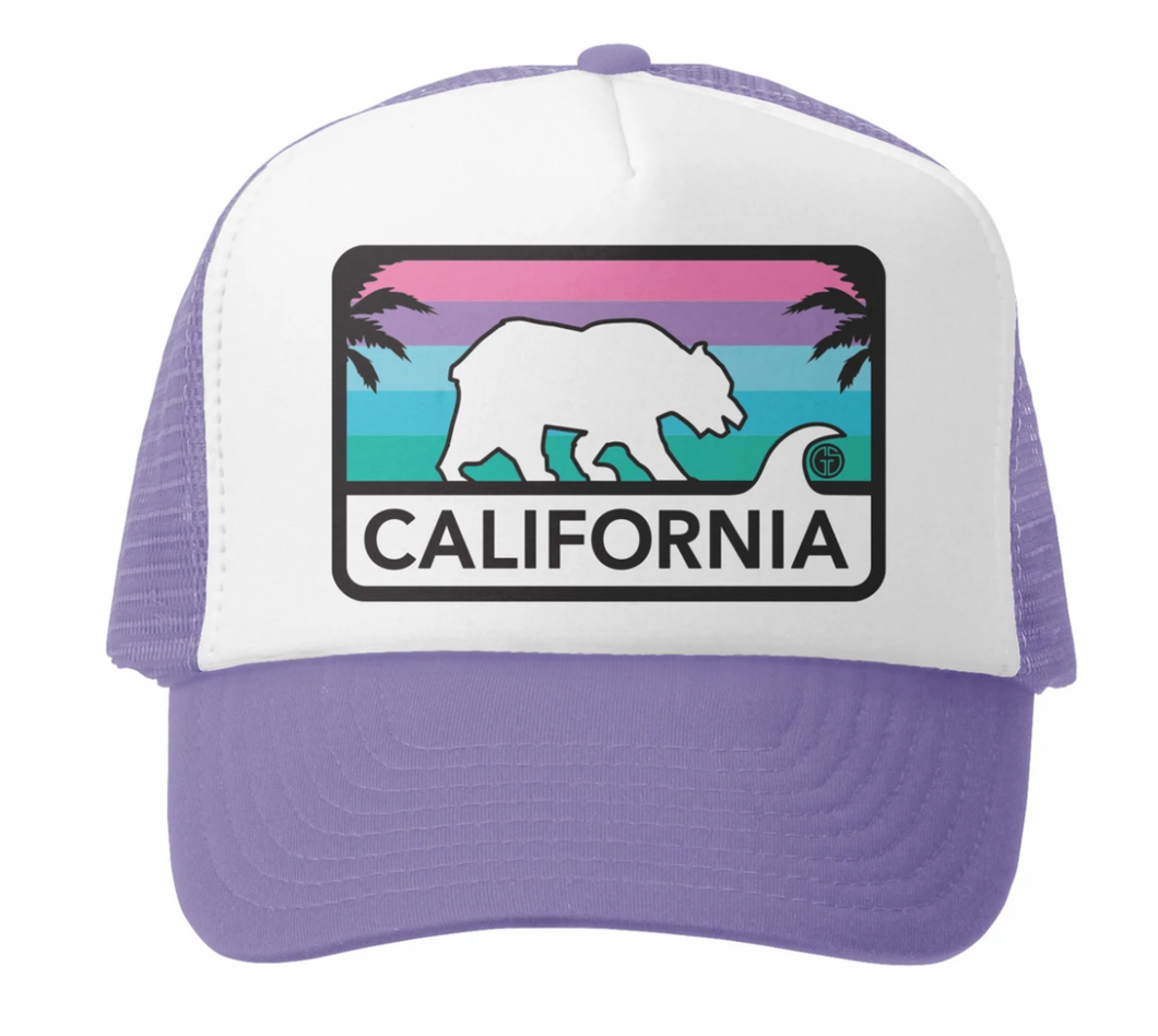 California License Plate Lavender/White Trucker Hat