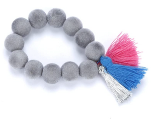 Peppercorn Kids Fuzzy Beads Tassel Bracelet Grey