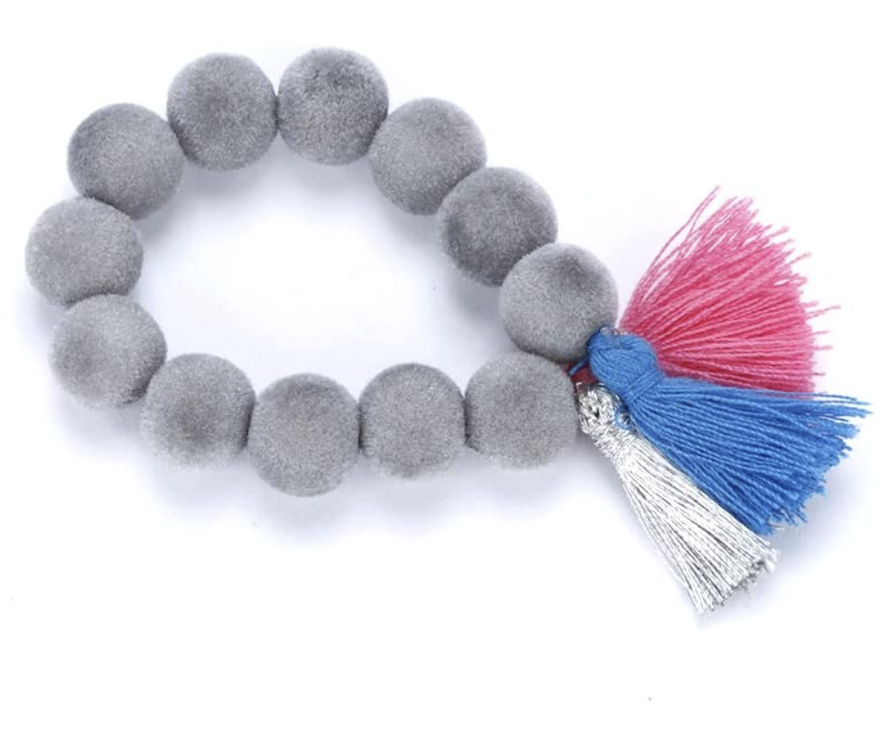 Peppercorn Kids Fuzzy Beads Tassel Bracelet Grey