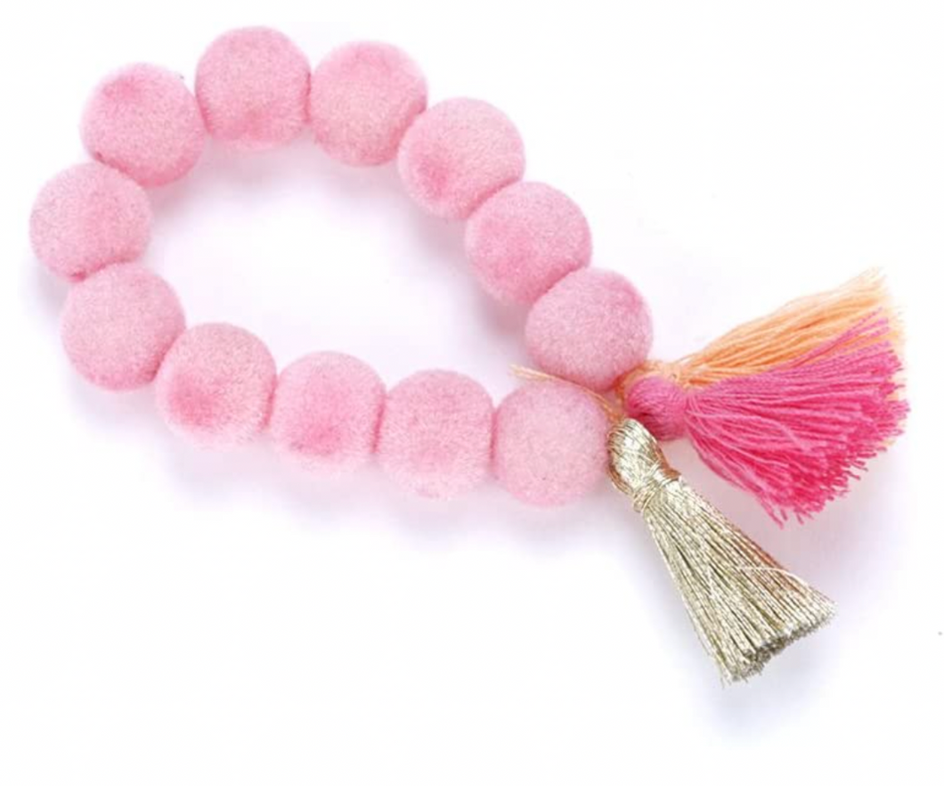 Peppercorn Kids Fuzzy Bead Tassel Bracelet Pink
