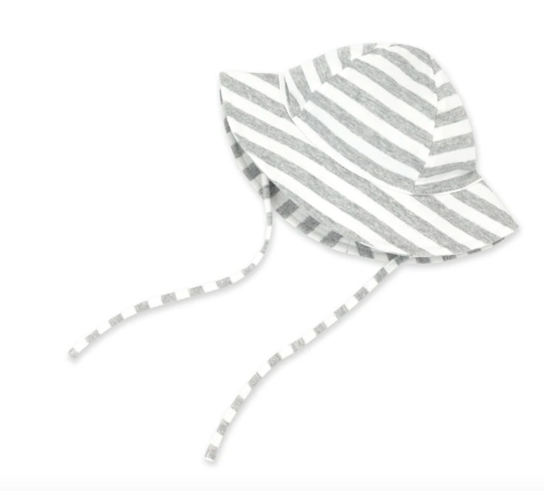 Zutano Stripe Sun Hat Gray Heather/White Size 24 Months