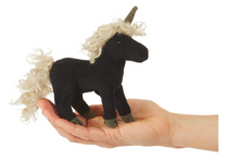 Load image into Gallery viewer, Folkmanis Mini Black Unicorn Puppet
