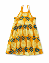 Load image into Gallery viewer, Tea Collection Spaghetti Strap Trapeze Dress Wax Print Pineapple In Gold Size 2 Years
