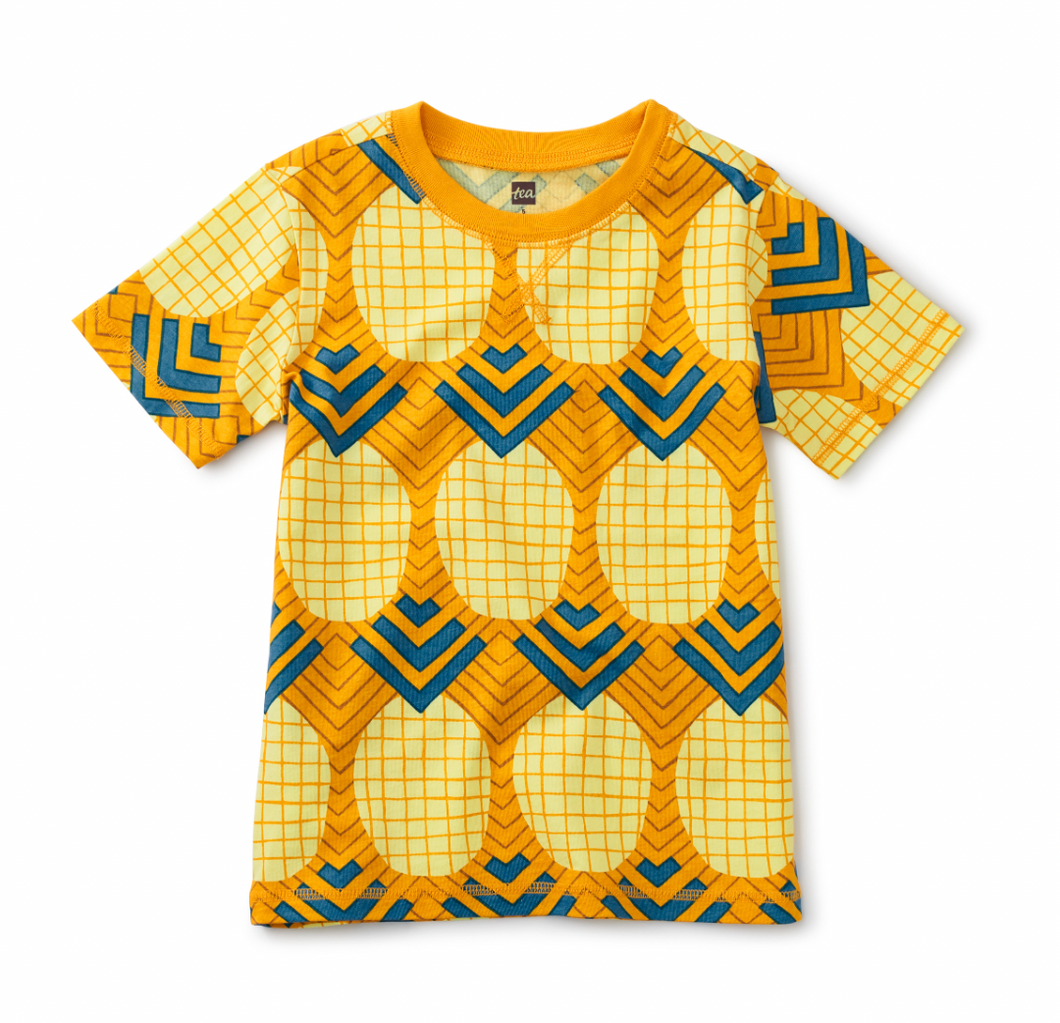 Tea Collection Printed Tee Wax Print Pineapple In Gold