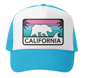 California License Plate Aqua/White Trucker Hat