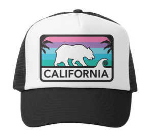 California License Plate Black/White Trucker