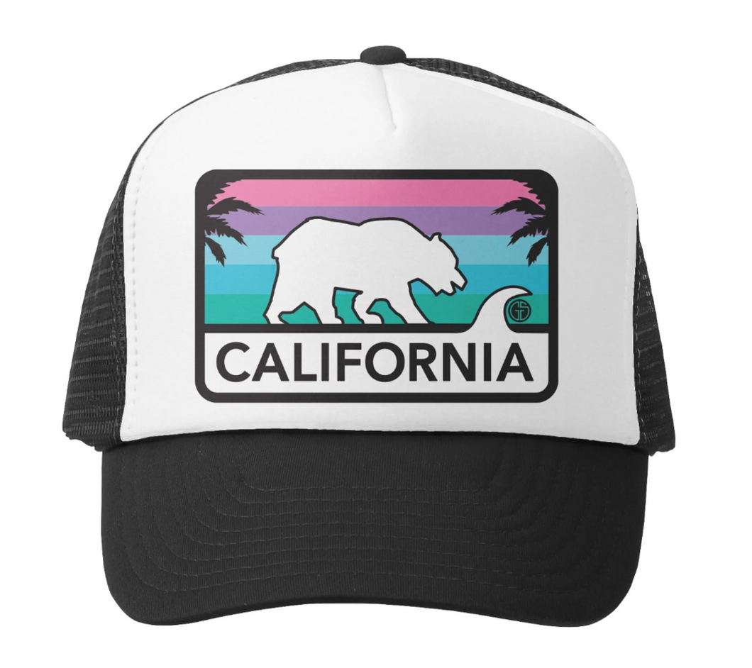 California License Plate Black/White Trucker