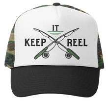 Load image into Gallery viewer, Keep It Reel Trucker Hat Camo/White
