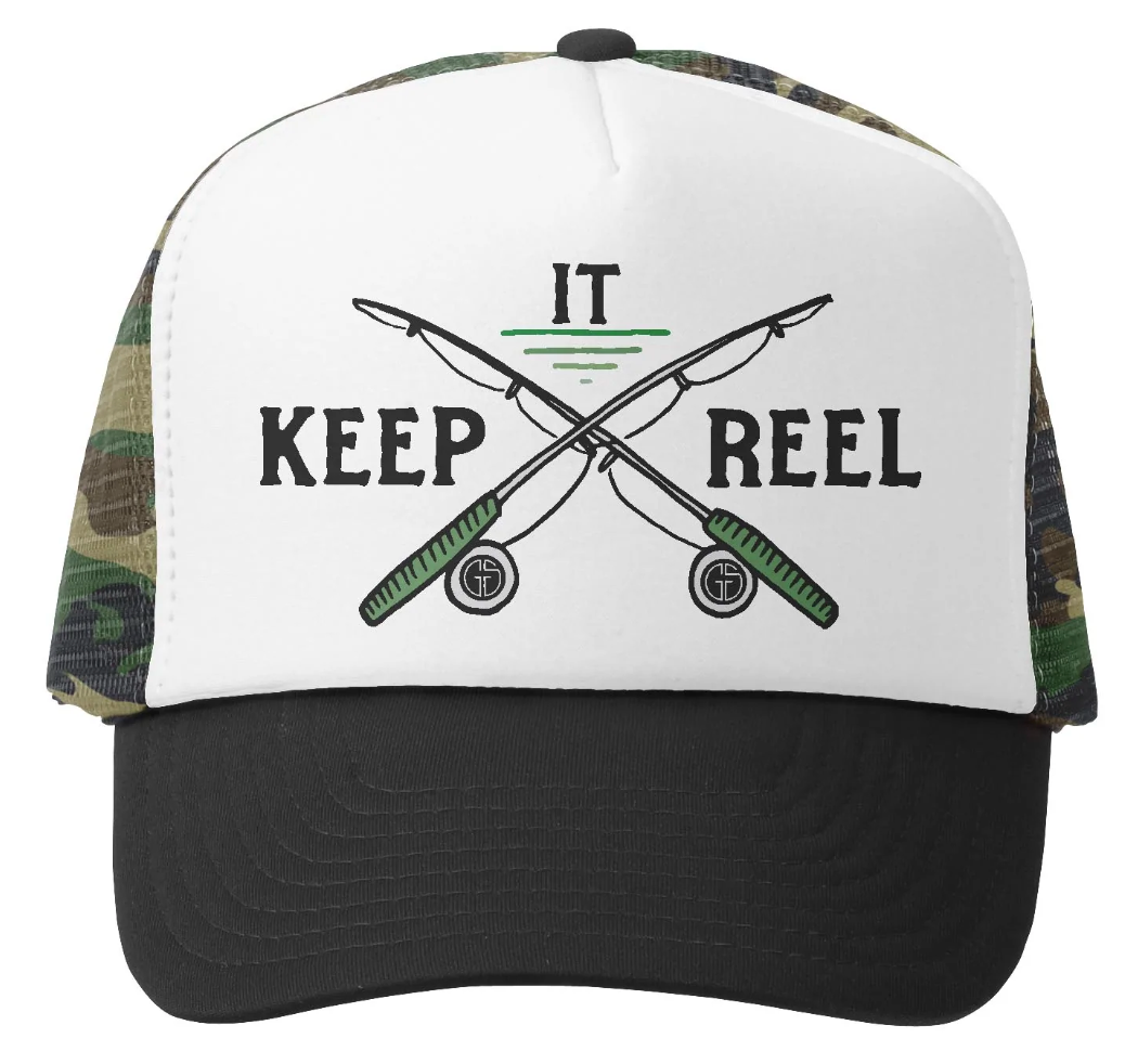 Keep It Reel Trucker Hat Camo/White