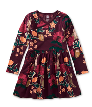 Load image into Gallery viewer, Tea Collection Long Sleeve Wrap Neck Forest Floral In Red Dress
