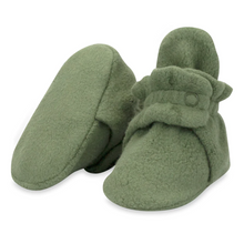 Load image into Gallery viewer, Zutano Cozie Fleece Bootie Olive Size 6m
