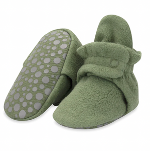 Zutano Cozie Fleece Gripper Bootie Olive