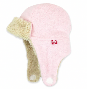 Zutano Cozie Fleece Furry Trapper Hat Baby Pink Size 3T