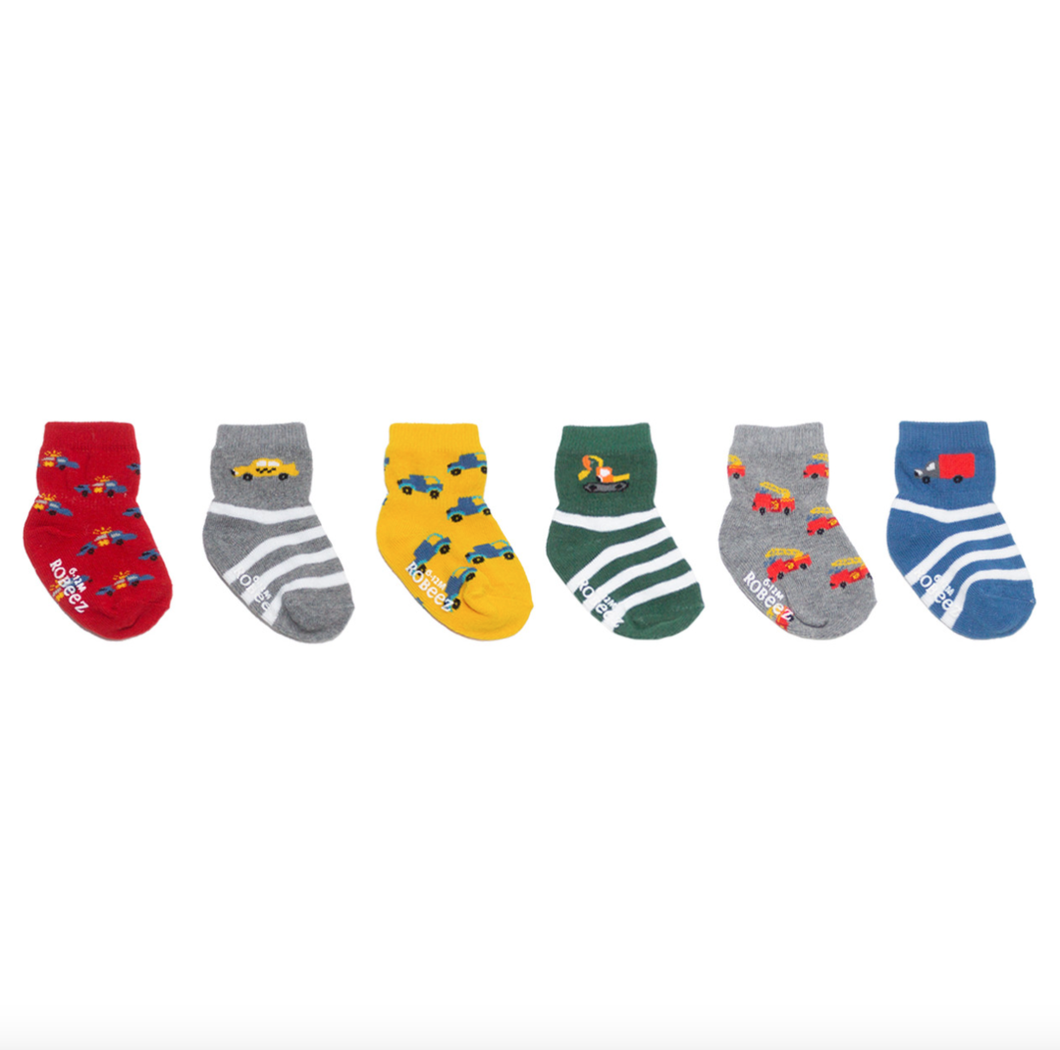 Robeez On The Move 6-Pack Infant Crew Socks Size 0-6m