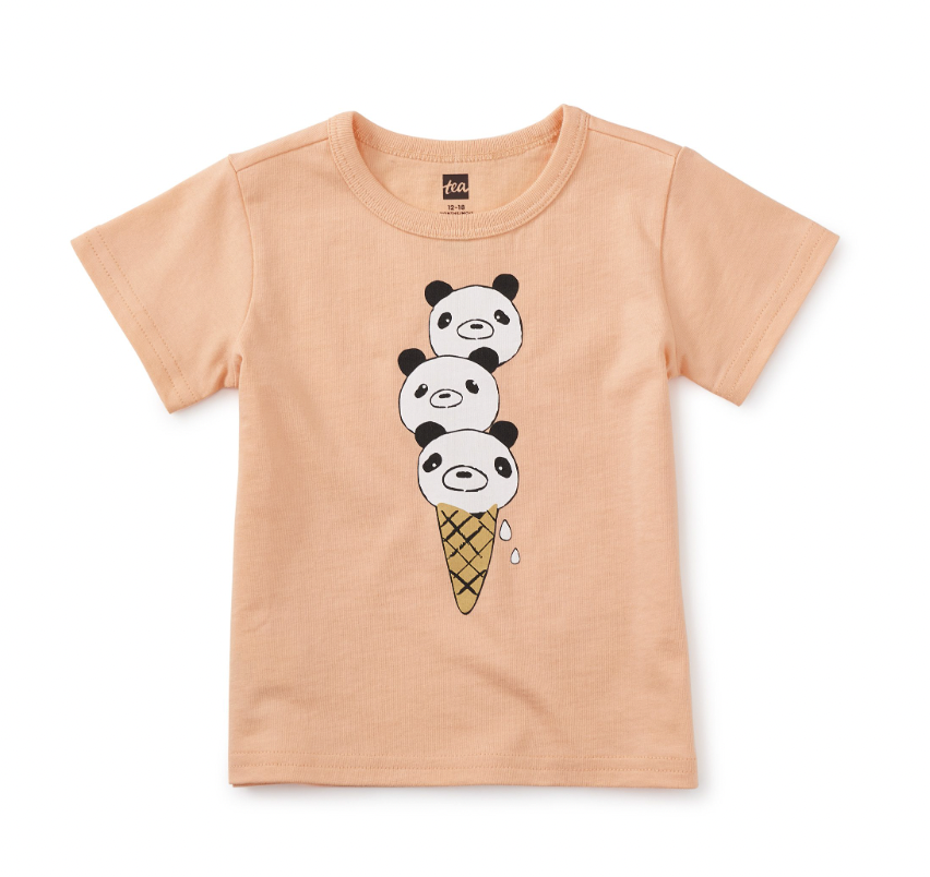 Tea Collection Panda Cone Baby Graphic Tee Salmon