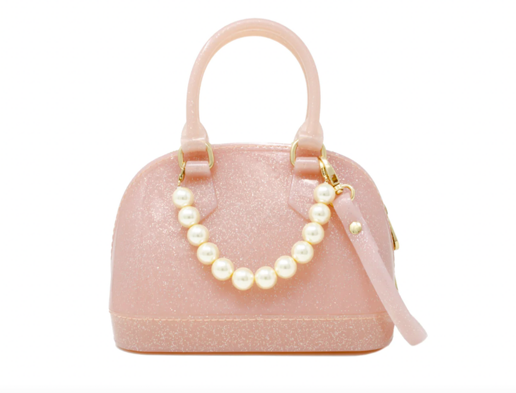 Zomi Gems Jelly Bowling Crossbody Handbag With Pearls Pink