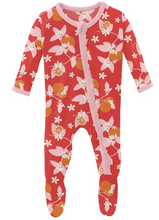 Load image into Gallery viewer, Kickee Pants Print Muffin Ruffle Footie Zipper Poppy Orange Blossom
