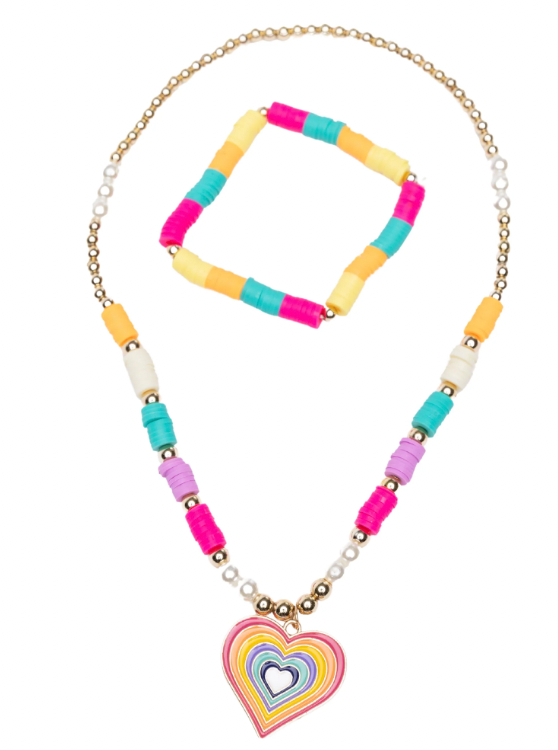 Great Pretenders Rainbow Love Necklace Bracelet Set