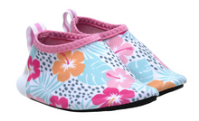 Load image into Gallery viewer, Robeez Aqua Shoes White Tropical Hibiscus
