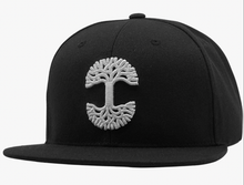 Load image into Gallery viewer, Oaklandish Classic Snapback Black With Silver Logo Adult Hat
