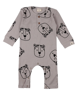 Turtledove London Organic Collection Snow Leopard Playsuit Grey Size 6-12m