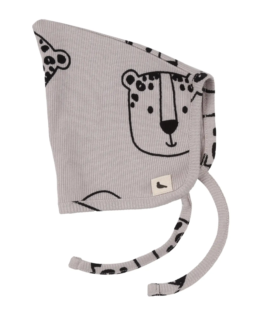 Turtledove London Organic Collection Snow Leopard Bonnet Grey