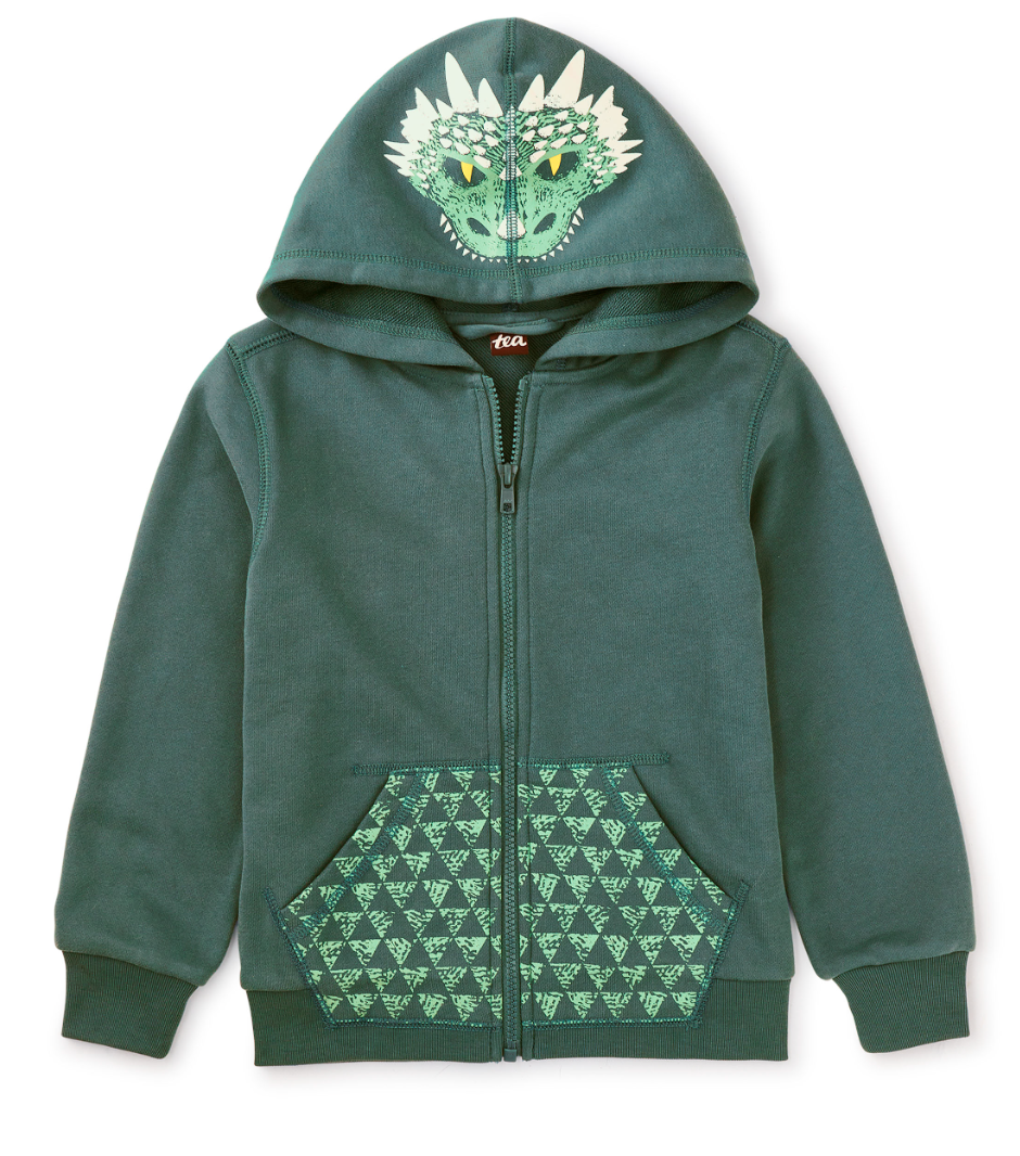 Tea Collection Dragon Graphic Hoodie Silver Pine