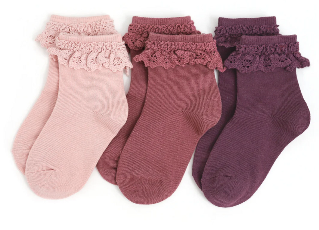 Little Stocking Co. Sugar Plum Lace Midi Socks 3-Pack Size 0-6m