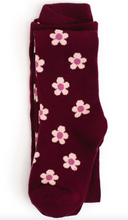 Load image into Gallery viewer, Little Stocking Co. Burgundy Flower Knit Tights
