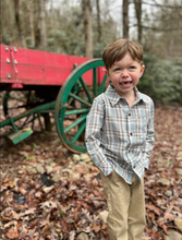 Load image into Gallery viewer, Me &amp; Henry Blue/White Plaid Atwood Woven Shirt Size 12-18m
