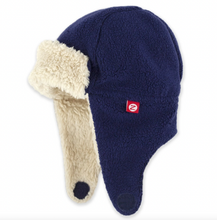 Load image into Gallery viewer, Zutano Cozie Fleece Furry Trapper Hat True Navy Size 24m
