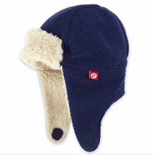 Load image into Gallery viewer, Zutano Cozie Fleece Furry Trapper Hat True Navy
