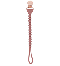 Load image into Gallery viewer, Itzy Ritzy Sweetie Strap Silicone One Piece Pacifier Clips Rosewood Beaded
