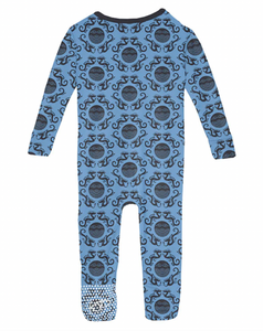 KicKee Pants Print Convertible Sleeper with Zipper Dream Blue Four Dragons